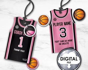 Bedankkaartjes basketbalshirt, bewerkbaar teamfeest (digitale download)