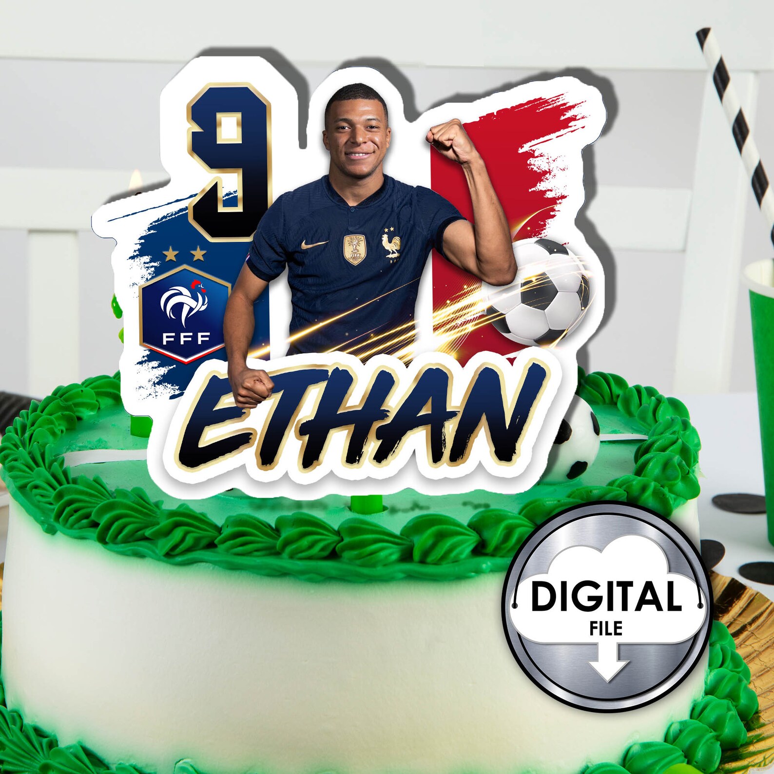 Personalized Mbappe Soccer Birthday Cake Topper (digital Printable) - Etsy