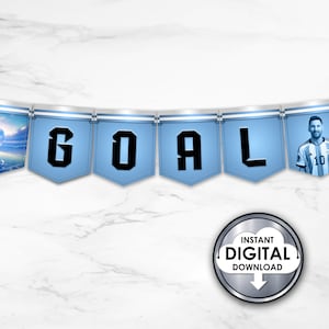 Digital Printable Banner Soccer Football Futbol Argentina Messi Birthday 6Q2C8 Kids Party Instant Download
