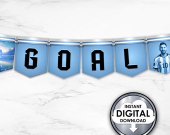 Digital utskrivbar banner fotboll fotboll Argentina Messi födelsedag 6Q2C8 barnkalas direkt nedladdning