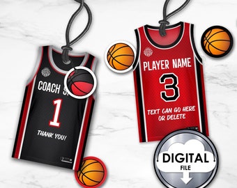 Editable personalized Basketball Jersey shaped Favor Tags Team Birthday Party digital printable Instant Download L5QF9 Jersey Printable Tags
