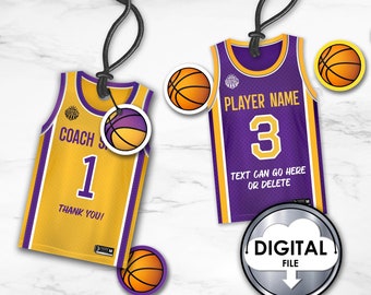 Bedankkaartjes basketbalshirt, verjaardagsfeestje team (digitale download)