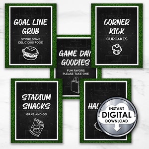 Editable Soccer Football Birthday Goals Printable Table Signs, Tent Cards Dessert, Food, Drinks Digital Editable DIY Instant Download 4WLTZ6