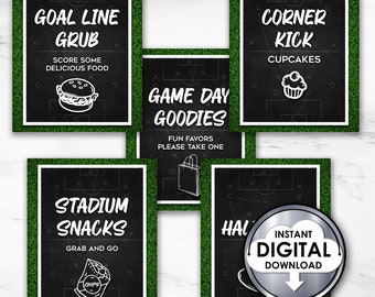Soccer Birthday Table Signs, Food & Drinks (Digital Download)
