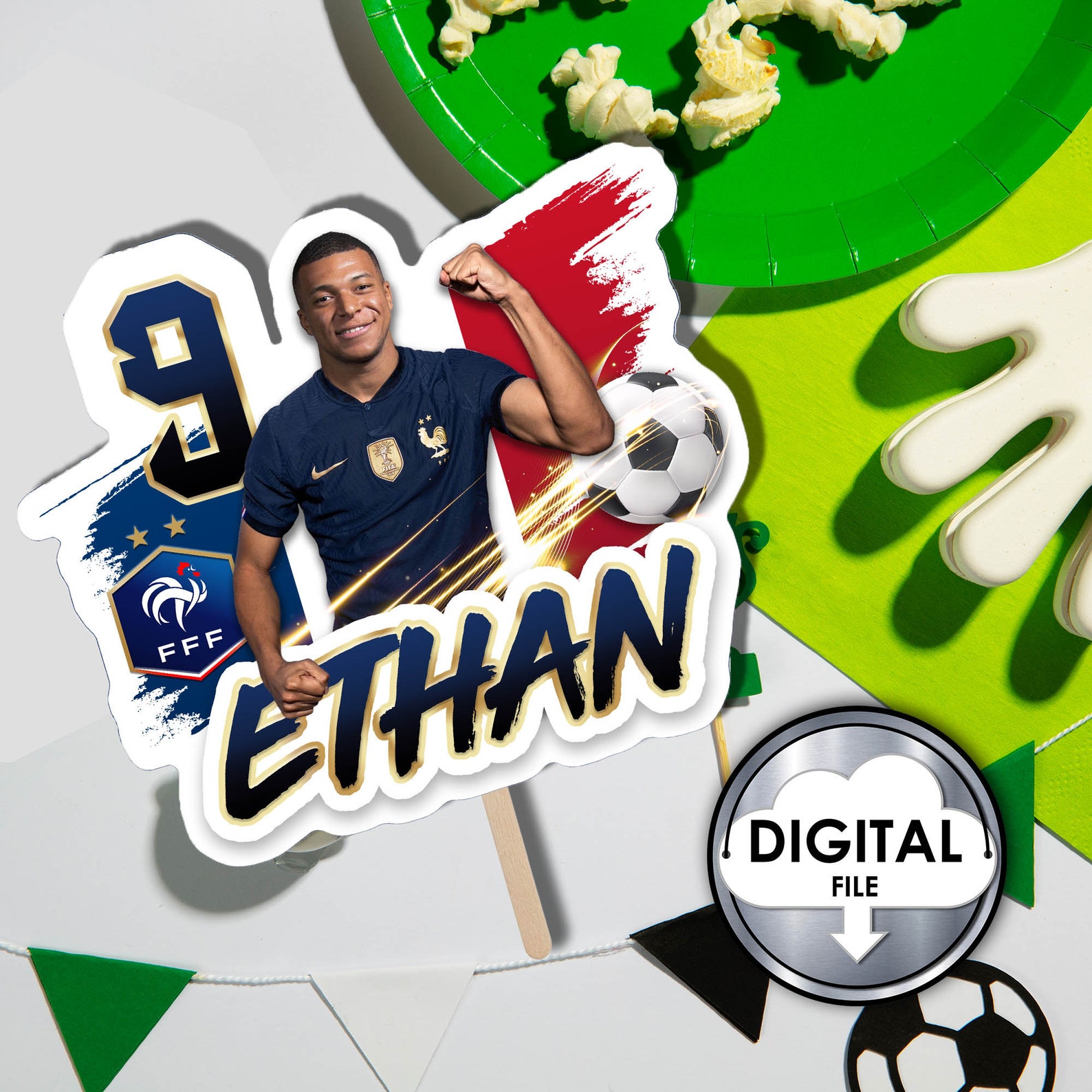 Personalized Mbappe Soccer Birthday Cake Topper (digital Printable) - Etsy