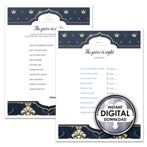 Kleiner Prinz Royal Baby Shower druckbare Spiele Blau Gold 8,5 x 11 Set von 10 - Digital Sofort Download LXFVB