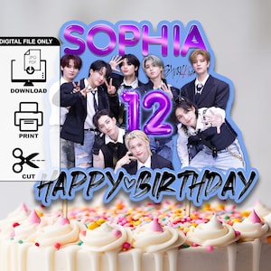 Stray Kids Birthday Cake Topper Decoration Digital Download Printable Customizable name and age A5WC5 Party centerpiece skzoo stay kpop