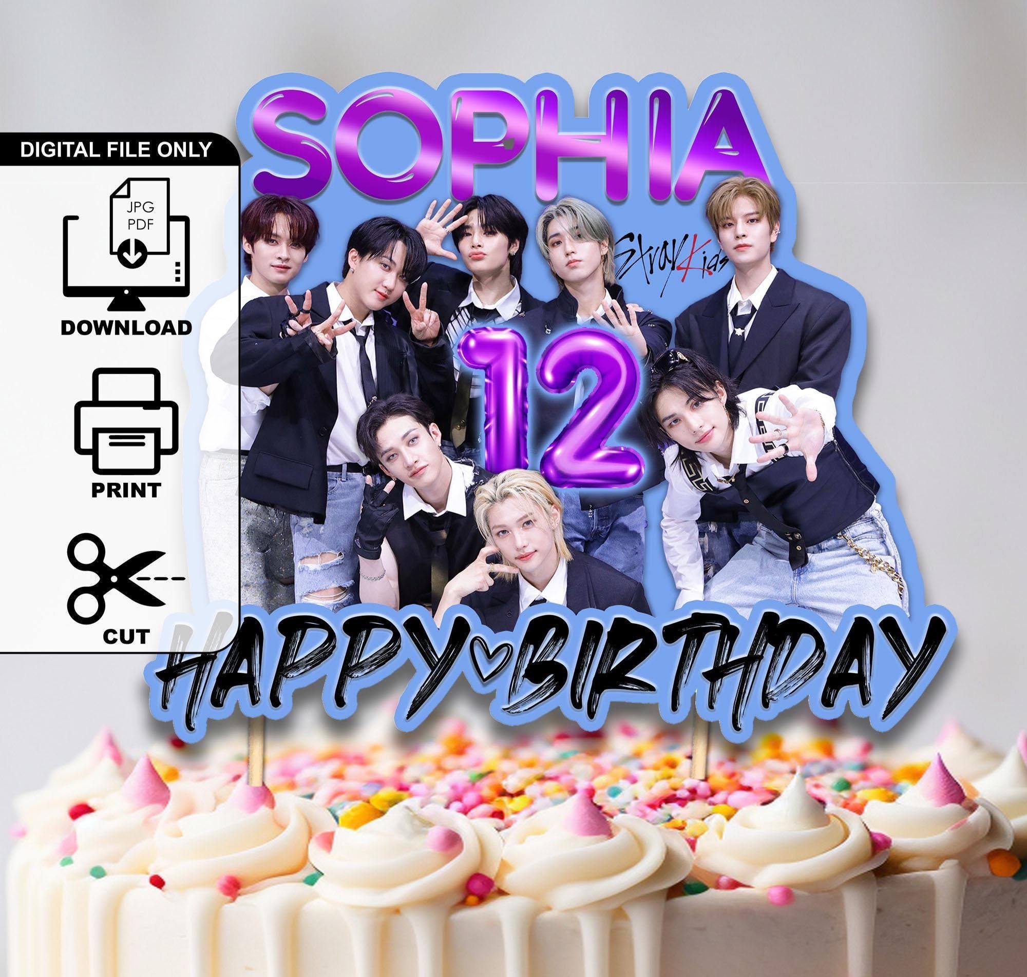 Stray Kids Birthday Cake Topper Decoration Digital Download Printable Customizable name and age A5WC5 Party centerpiece skzoo stay kpop