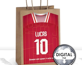Bolsa de regalo editable para fiesta de cumpleaños de fútbol (descarga digital)