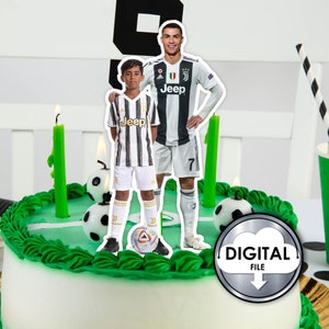 Topper personalizzato per decorazione torta di compleanno Juventus Cristiano Ronaldo, calcio, con foto stampabile digitale 1T30D Festa per bambini CR7