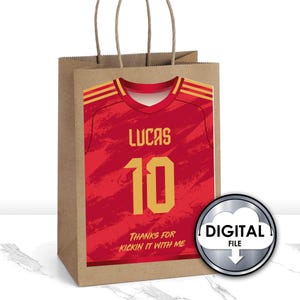 Maglia da calcio modificabile Futbol Spagna Lamine Yamal Borsa per bomboniere per feste di compleanno, squadra di calcio stampabile personalizzata Download immediato fai da te