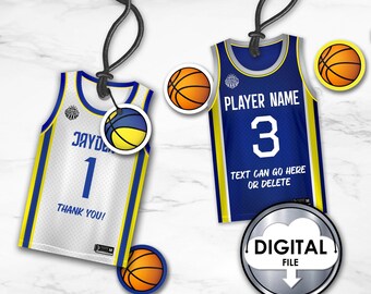 Gepersonaliseerde bedankkaartjes voor basketbaltrui, teamverjaardag (digitale download)
