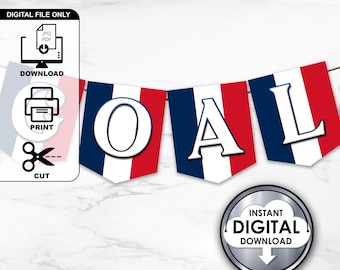 DIY Digital Printable Banner France Flag Soccer Football Futbol Birthday 6Q2C8 Kids Party