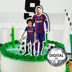 Topper personalizzato per decorazione torta di compleanno Calcio Argentina Messi con foto digitale stampabile personalizzabile 6Q2C8 Festa per bambini
