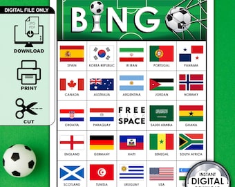 Printable Soccer Bingo Game, World Flags (Digital Download)