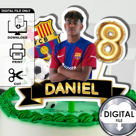 Personalized Soccer Football Lamine Yamal Birthday Cake Decoration Topper with name and age Digital Printable 1T30D Kids Party P84LY