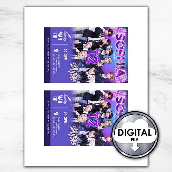 Kpop Stray Kids Skz Birthday Invitation Invite Personalized