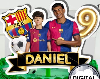 Personalized Soccer Football Lamine Yamal Birthday Cake Decoration Topper with Photo name and age Digital Printable 1T30D Kids Party P84LY