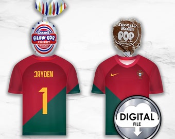 Piruletas personalizadas para cumpleaños con temática de fútbol - Selección de Portugal (Descarga digital)