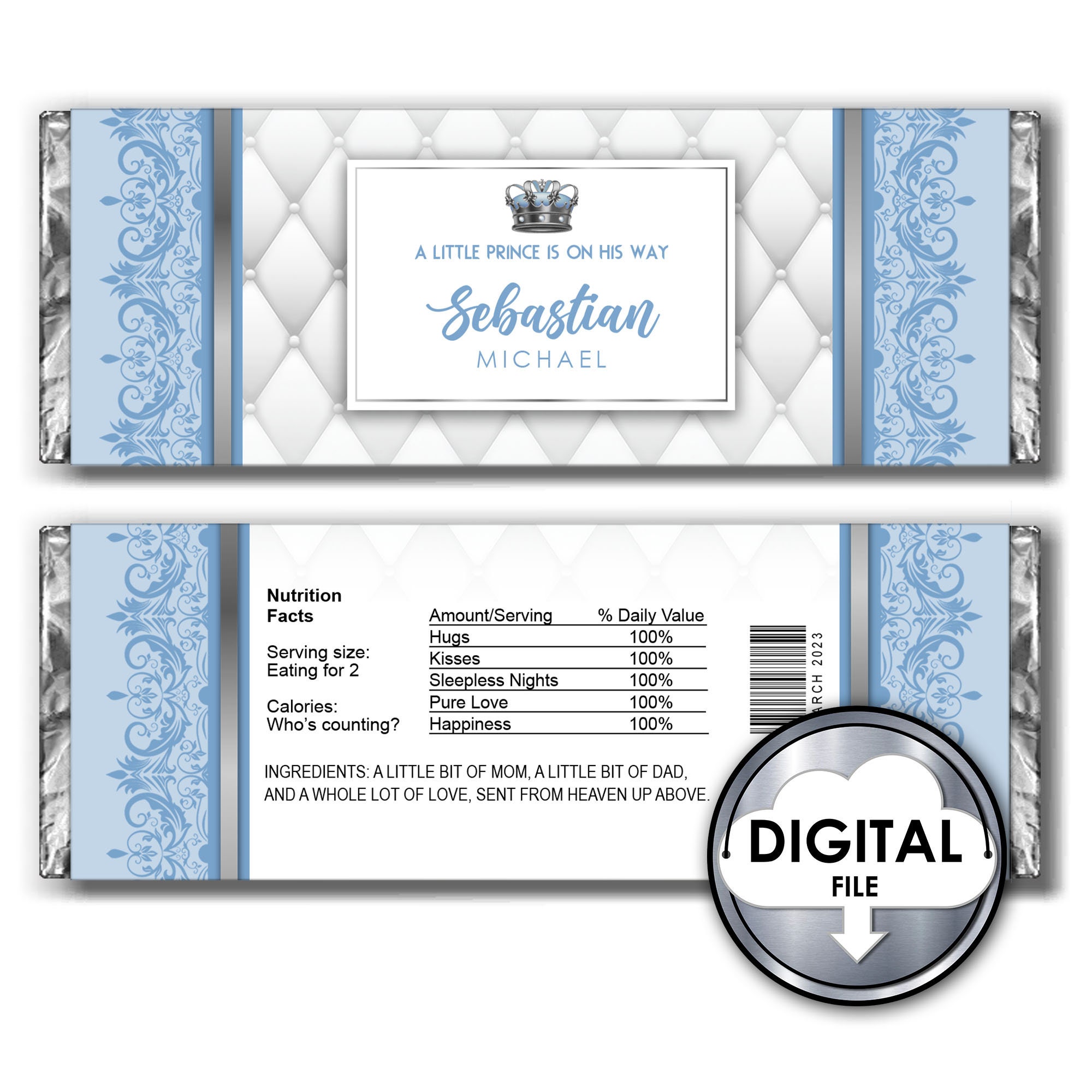 Editable A Little Prince Baby Shower Digital Printable Candy Bar ...
