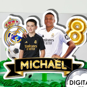 Personalisierte Fußball Mbappe Geburtstagstorte Dekoration Topper Foto Name Alter Digital Printable Anpassbare 72YQT Kids Party