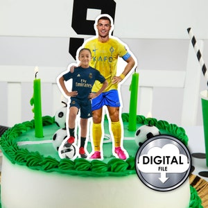 Decorazione per torta di compleanno personalizzata di Cristiano Ronaldo con foto, stampa digitale, 1T30D, festa per bambini CR7
