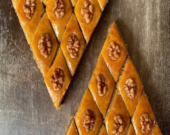 Handmade Walnut Baklava, Baku Style Azerbaijani Baklava, 1 lb 9.3 oz (720 g)