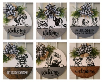 Front Door Decor, Dog Door Sign, Pet Welcome Wreath, Wreath, Pet Portrait Door Hanger, Pet Welcome Sign, Pet Owner Gift, Pet Lovers Sign