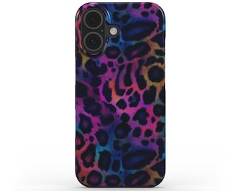 Funda para teléfono con estampado de pantera: cierre fino a presión, acabado brillante, protección completa