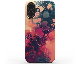 Funda para teléfono con estampado de burbujas: fina, con cierre a presión y acabado brillante.