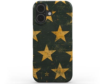 Funda para teléfono con estampado de estrellas: fina, con cierre a presión y acabado brillante.