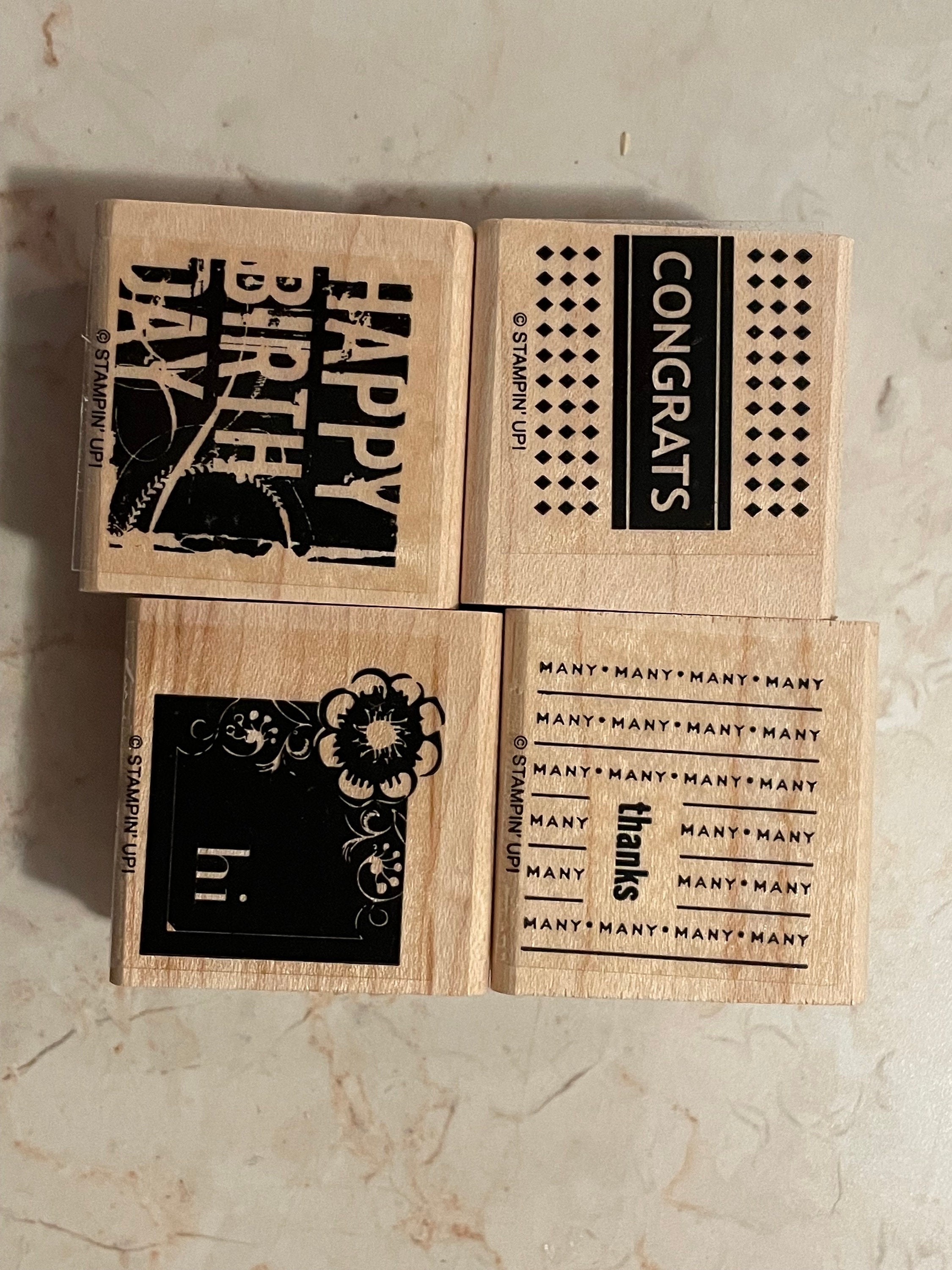 Four Squares Wood Mounted Rubber Stamps Etsy