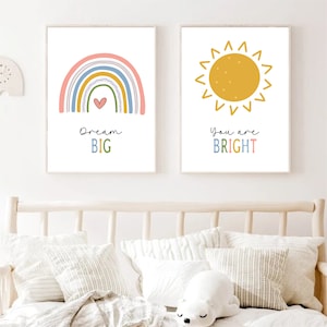 Super cute bedroom art | nursery art | children’s nursery prints | bright colourful | wall art prints | bright colourful prints |