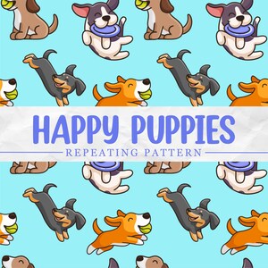 Happy Puppy Play Time Repeat Pattern - Repeat Pattern Digital File
