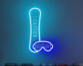 Custom Snowboard Neon Sign: Skier Gift, Apres Ski Decor
