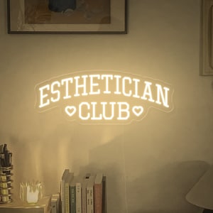 Letrero de neón del club de esteticista, letrero de esteticista, regalo para esteticista, decoración de neón de arte de pared de salón de belleza, letrero LED de calidad, letrero de neón de estudio