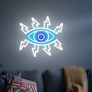 Das Auge des Teufels Neon Wandkunst, benutzerdefinierte Magic Eye Leuchtreklame, Auge Gottes Neonlicht, drittes Auge Wandkunst, Teufel Auge Wohnkultur, Mann Höhle Wandkunst