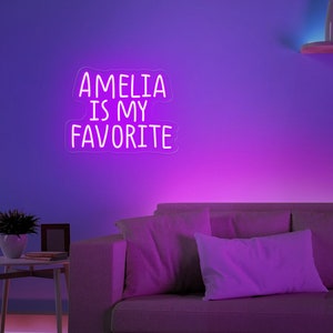 Nombre personalizado es mi signo de neón favorito, luz de neón de decoración de pared favorita personalizada, luz de neón de boda, hija favorita, hijo favorito, regalo para mamá