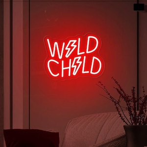 Letrero de neón de niño salvaje, diseño de neón de niño salvaje, luz de sala de juegos para niños, arte de pared para guardería, decoración genial para dormitorio de niños, arte de pared de neón genial, luz de sala de juegos