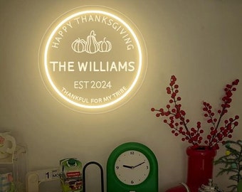 Custom Family Name Thanksgiving LED Neon Sign: Home Wall Decor