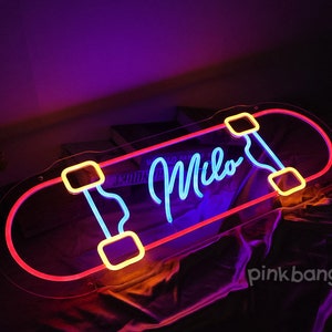Letrero con nombre para patineta personalizado, decoración para tienda de patinetas, decoración para club de patinetas, regalo para patinadores, regalo para padres, regalo de patineta personalizada