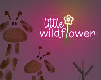 Little Wildflower Neon Sign,Wildflower Neon Light, Little Girls Room Decor,Nursery Wall Hanging,Baby Shower Gift,Adorable Nursery Light