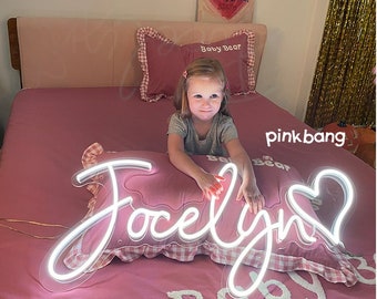 Personalized Christmas Gifts | Custom Neon Lights With Name | Sign For Kids Bedroom | Nursery Decor | Birthday Gift | Pink Bow Name Decor