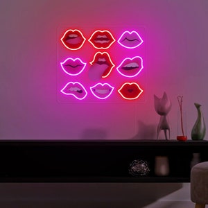 Lips HD Printed LED Lights,Vintage fashion home decor,Cool Girls Room Wall Decorative Lights,Pink Bedroom Neon Lights,Bar Club Signs