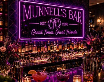 Personalized Neon Bar Mirror Neon Sign: Custom Home Bar Decor