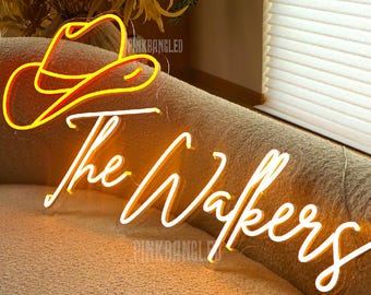 Custom Western Wedding Neon Sign: Cowboy Hat LED Decor