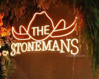 Custom Cowboy Wedding Neon Sign: Western Decor, Personalized Name Art