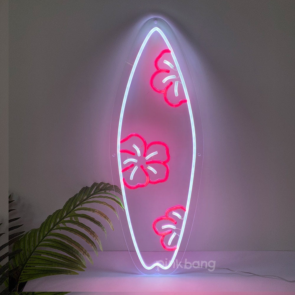 Surfboard LED Neon Sign: Beach House Wall Art - Etsy