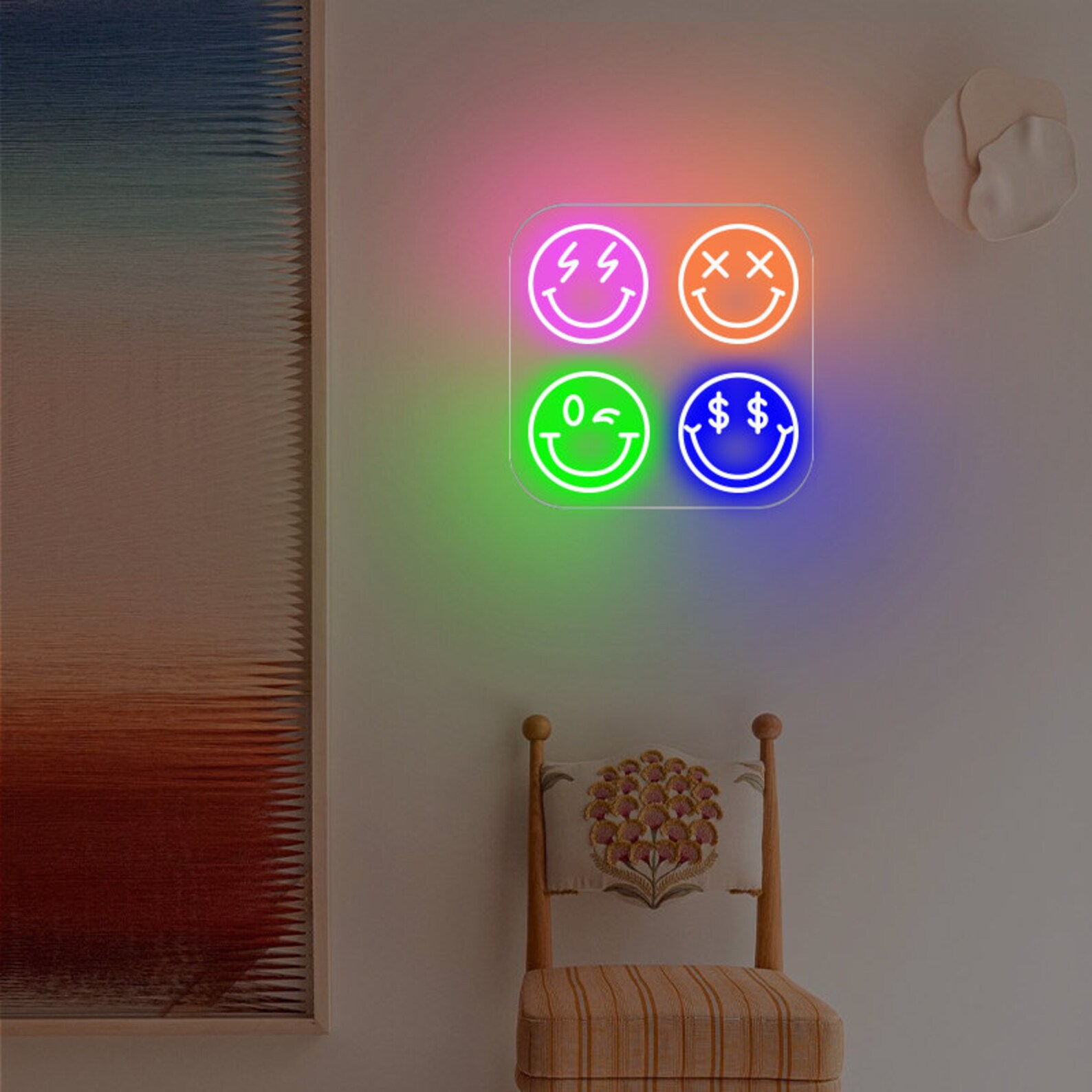 Smile LED Neon Wall Light Art handmade Neon Smiley Gifts Sign Etsy