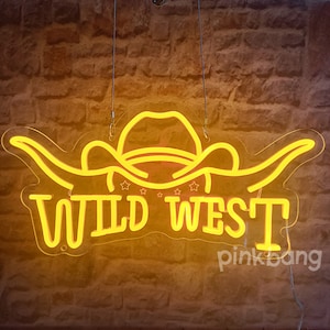 Wild West Neon Sign,Custom Cowboy sign,Neon Cowboy Hat Neon Art,Country Western Wall Art,Retro Neon  Aesthetic,Christmas home decor